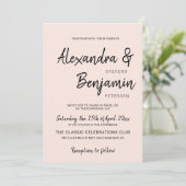 Moderne minimalistische einfache Skripte rot rosa  Einladung (Stehend Vorderseite)