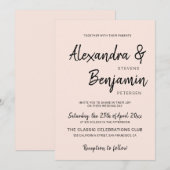 Moderne minimalistische einfache Skripte rot rosa  Einladung (Vorne/Hinten)