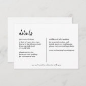 Moderne, Minimalistische, einfache Skripteinsätze Begleitkarte (Vorne/Hinten)