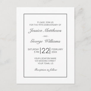 Moderne Minimalistische Einladung zum Hochzeitstag Postkarte