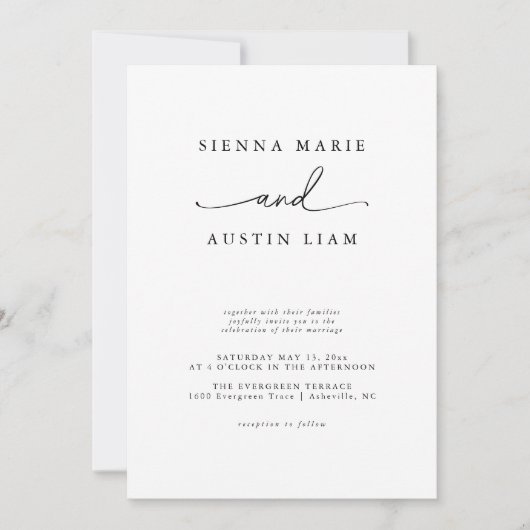 Moderne Minimalistische Einladung zur Hochzeit (Vorderseite)