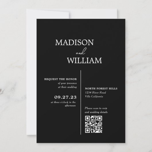 Moderne Minimalistische Einladung zur Schwarzen Ho (Vorderseite)