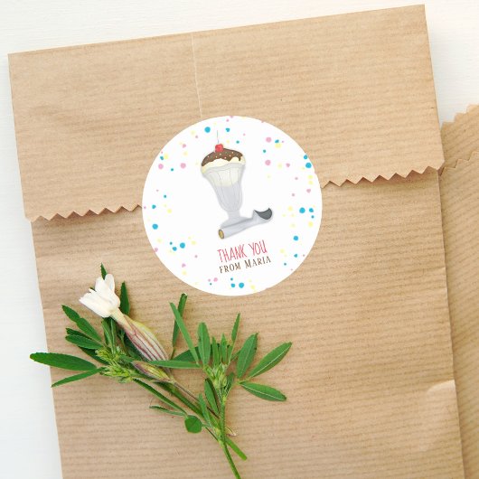 Moderne Minimalistische Eiscreme Wasserfarbe Viele Runder Aufkleber