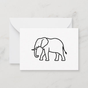 Moderne minimalistische Elefantensilhouette-Icon Mitteilungskarte