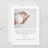 Moderne Minimalistische Elegant 2 Foto Gold Baby D Dankeskarte (Rückseite)