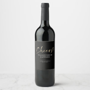 Moderne Minimalistische Elegant Cheers Wedding Weinetikett