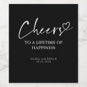 Moderne Minimalistische Elegant Cheers Wedding Weinetikett (Einzelnes Label)