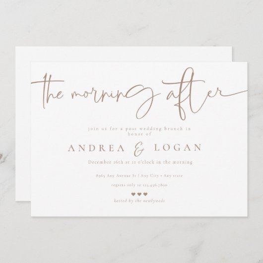 Moderne Minimalistische Elegant Classic | Hochzeit Einladung (Vorne/Hinten)