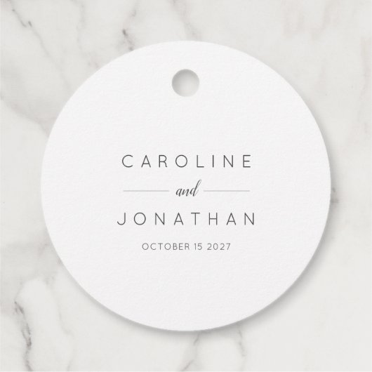 Moderne Minimalistische Elegant Custom Wedding Whi Geschenkanhänger (Rückseite)