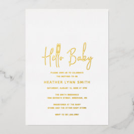 Moderne Minimalistische Elegant Hello Baby Shower  Folieneinladung
