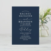Moderne Minimalistische Elegant Navy Blue White We Einladung (Stehend Vorderseite)