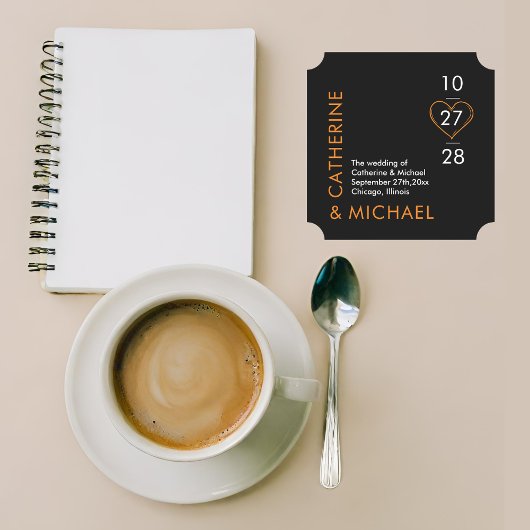 Moderne Minimalistische Elegant Schwarz und Orange Untersetzer