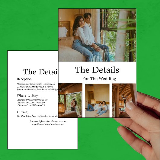 Moderne Minimalistische Elegante 4 Foto Details Ka Einladung