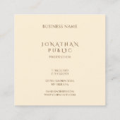 Moderne Minimalistische Elegante Beige Einfache Vo Quadratische Visitenkarte (Rückseite)