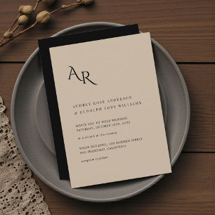 Moderne Minimalistische Elegante Beige Schwarze Ho Einladung