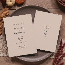 Moderne minimalistische elegante Bisquit-Hochzeit Einladung