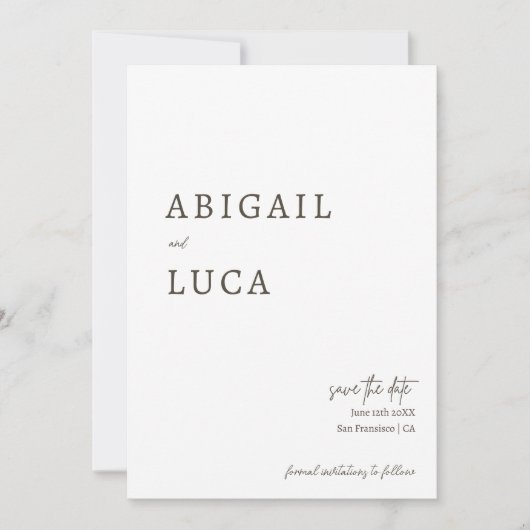 Moderne Minimalistische Elegante Caligraphy Save t Einladung (Vorderseite)