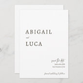 Moderne Minimalistische Elegante Caligraphy Save t Einladung (Vorne/Hinten)