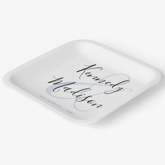 Moderne Minimalistische 🤵 Elegante Einfache Hochz Pappteller (Gewinkelt)