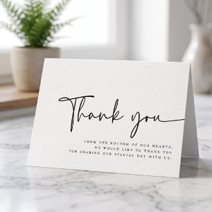 Moderne Minimalistische Elegante Einfache Hochzeit Dankeskarte