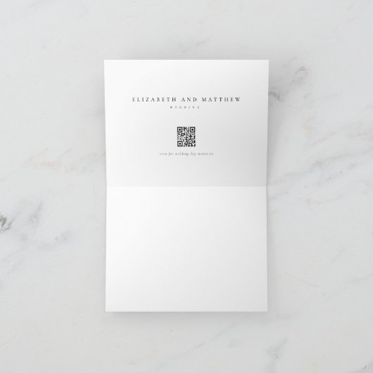 Moderne Minimalistische Elegante Einfache Hochzeit Dankeskarte (Innenseite)