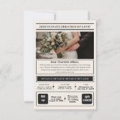 Moderne Minimalistische Elegante Einfache Hochzeit Einladung (Rückseite)