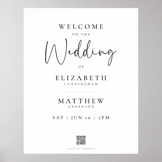 Moderne Minimalistische Elegante Einfache Hochzeit Poster (Vorne)