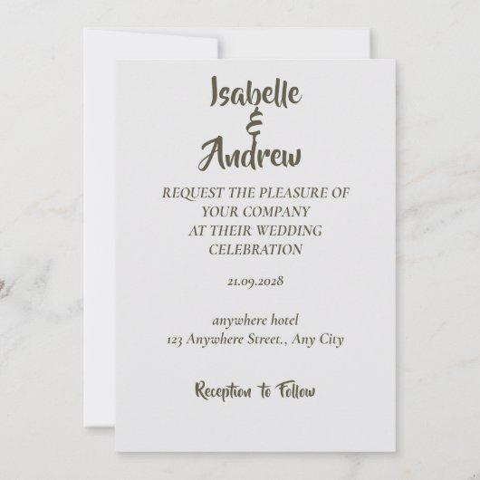 Moderne Minimalistische Elegante Einfache Hochzeit Save The Date (Rückseite)