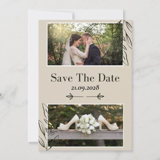 Moderne Minimalistische Elegante Einfache Hochzeit Save The Date (Vorderseite)
