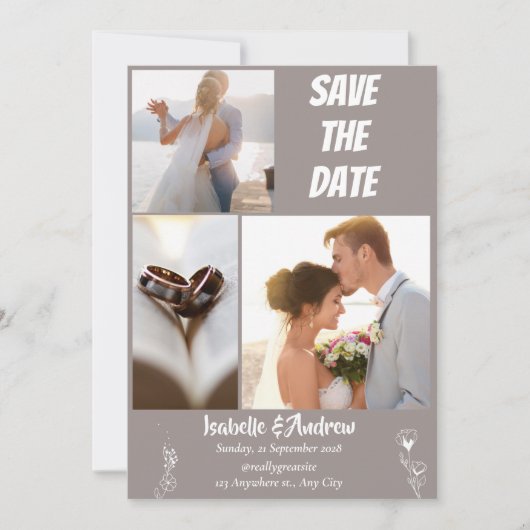 Moderne Minimalistische Elegante Einfache Hochzeit Save The Date (Vorderseite)