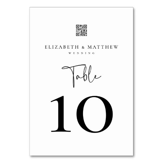 Moderne Minimalistische Elegante Einfache Hochzeit Tischnummer (Rückseite)
