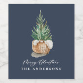 moderne minimalistische elegante einfache Marinebl Weinetikett (Einzelnes Label)