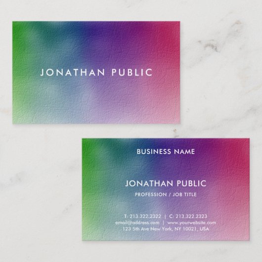 Moderne Minimalistische Elegante Einfache Vorlage Visitenkarte (Vorne/Hinten)