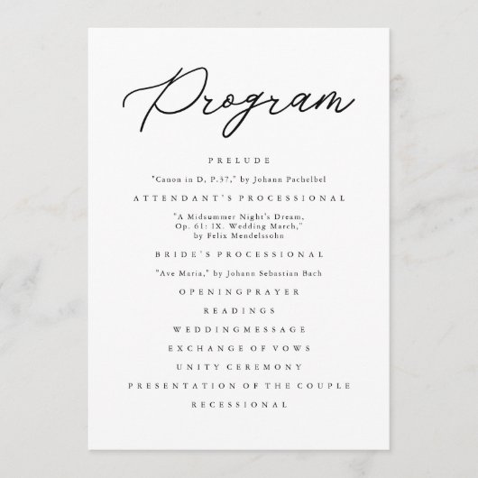 Moderne Minimalistische Elegante Eleganz Einfache Programm (Vorderseite)