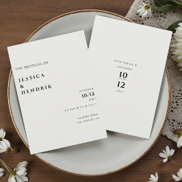 Moderne Minimalistische Elegante Elfenbein-Hochzei Einladung