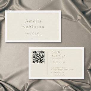 Moderne Minimalistische Elegante Elfenbeincreme QR Visitenkarte