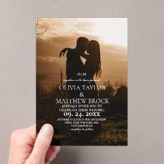 Moderne Minimalistische Elegante Foto-Hochzeit Acryleinladungen