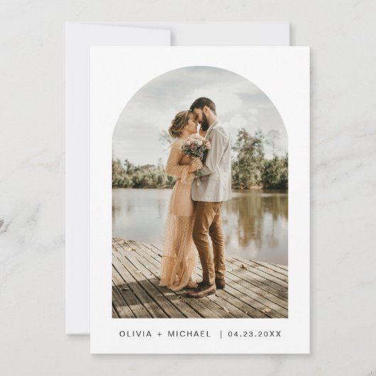 Moderne Minimalistische Elegante Foto Hochzeit Einladung (Vorderseite)