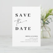 Moderne Minimalistische Elegante Foto Save the Dat Einladung (Stehend Vorderseite)