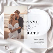 Moderne Minimalistische Elegante Foto Save the Dat Pergament Einladungen