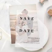 Moderne Minimalistische Elegante Foto Save the Dat Pergament Einladungen