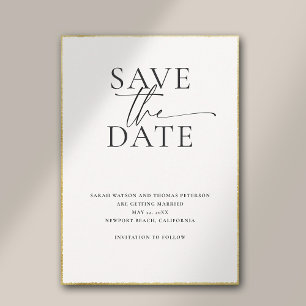 Moderne Minimalistische, elegante Goldhochzeit Save The Date