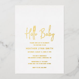 Moderne minimalistische elegante Hello Baby Baby S Folieneinladung