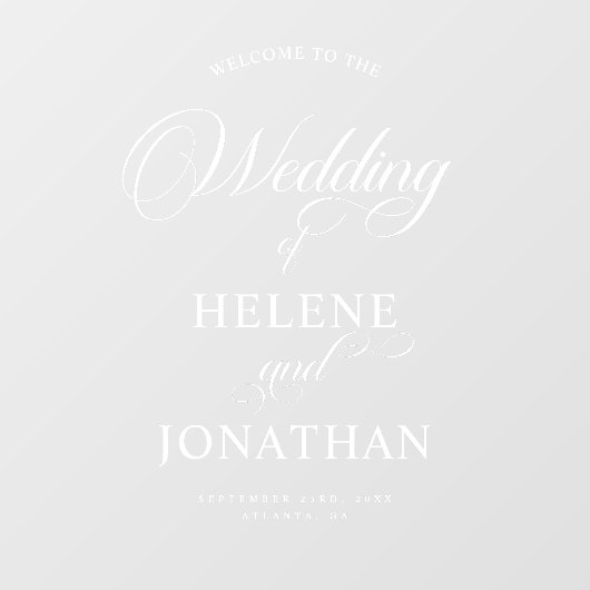 Moderne Minimalistische Elegante Hochzeit Willkomm Fensteraufkleber (Blatt)