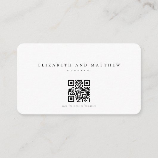 Moderne Minimalistische elegante Hochzeitswebsite Begleitkarte (Rückseite)