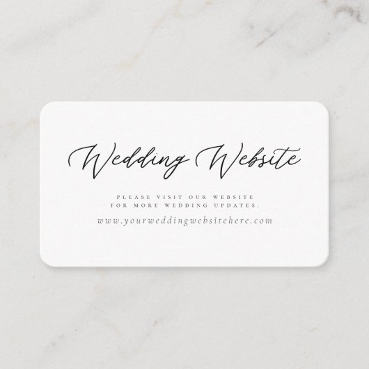 Moderne Minimalistische elegante Hochzeitswebsite Begleitkarte (Vorderseite)