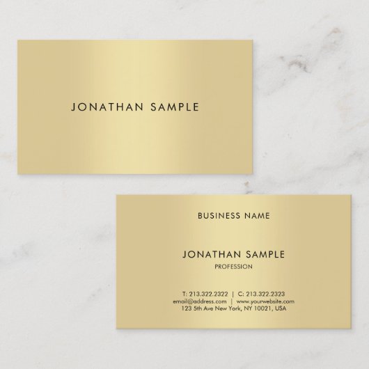 Moderne Minimalistische elegante Imitate - Goldvor Visitenkarte (Vorne/Hinten)