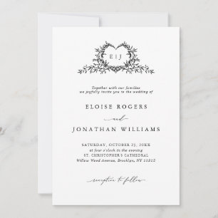 Moderne minimalistische elegante Kalligrafie-Wappe Einladung