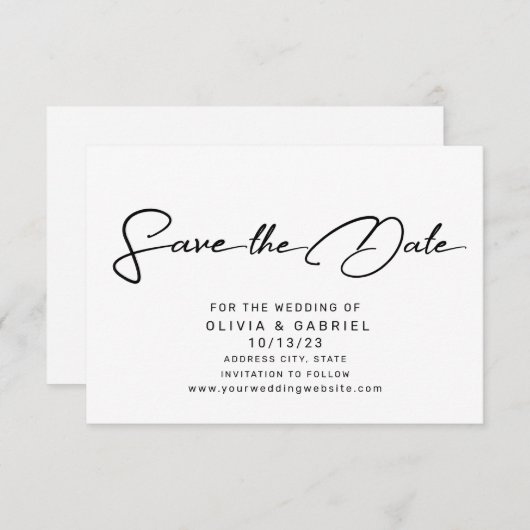 Moderne Minimalistische Elegante Kalligraphie Save The Date (Vorne/Hinten)