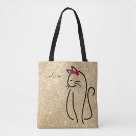 Moderne Minimalistische Elegante Katzen-Bezeichnun Tasche
